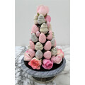 25cm Silver White with Pink Rose Strawberry Tower (Small)